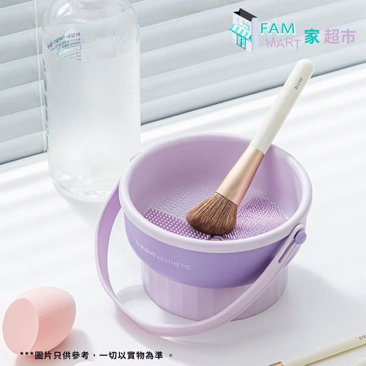 化妝刷3合1清潔收納工具 (紫色)