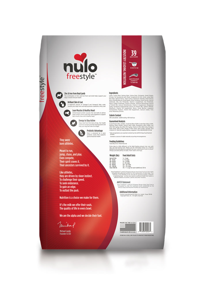 Nulo Freestyle - 無穀物高肉乾糧成犬配方 (羊、鷹嘴豆)4.5磅