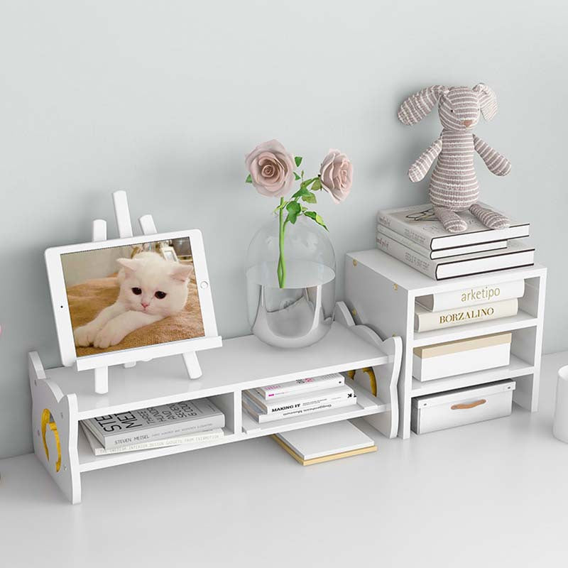 【dmr03】(白色)貓手桌面顯示器雙層增高收納架/底座