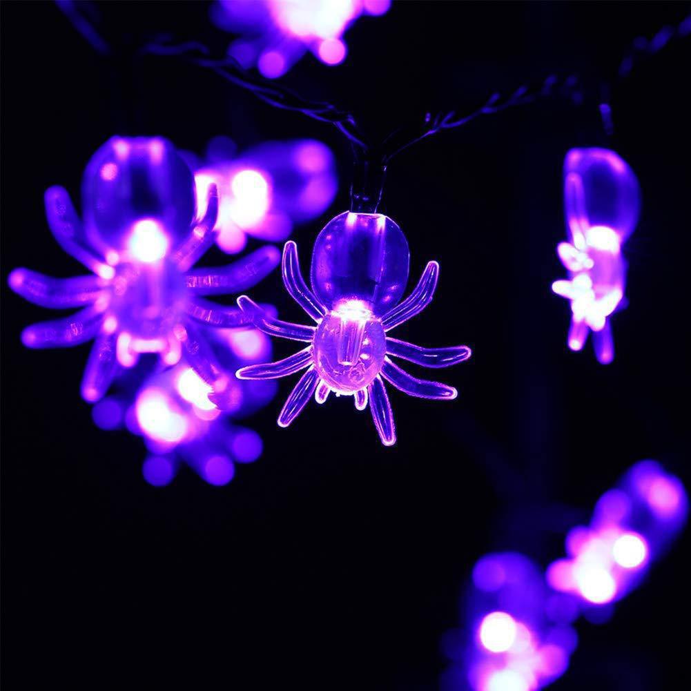 (紫色) 萬聖節”蜘蛛 ”裝飾燈串1.5米(10燈泡) 電池款#萬聖節/裝飾/恐怖/氣氛/節日禮物