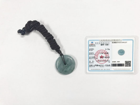 天然緬甸A貨糯冰種飄翠翡翠平安扣掛件【8909】