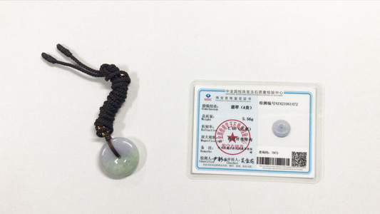 天然緬甸A貨春帶彩翡翠平安扣掛件【7972】