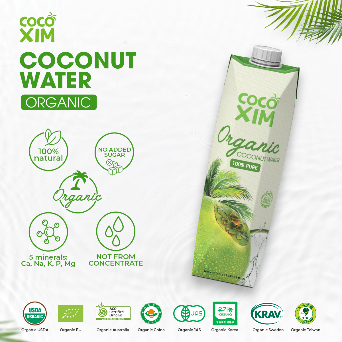 cocoxim - [2盒]100%天然純椰青水 1L x 2