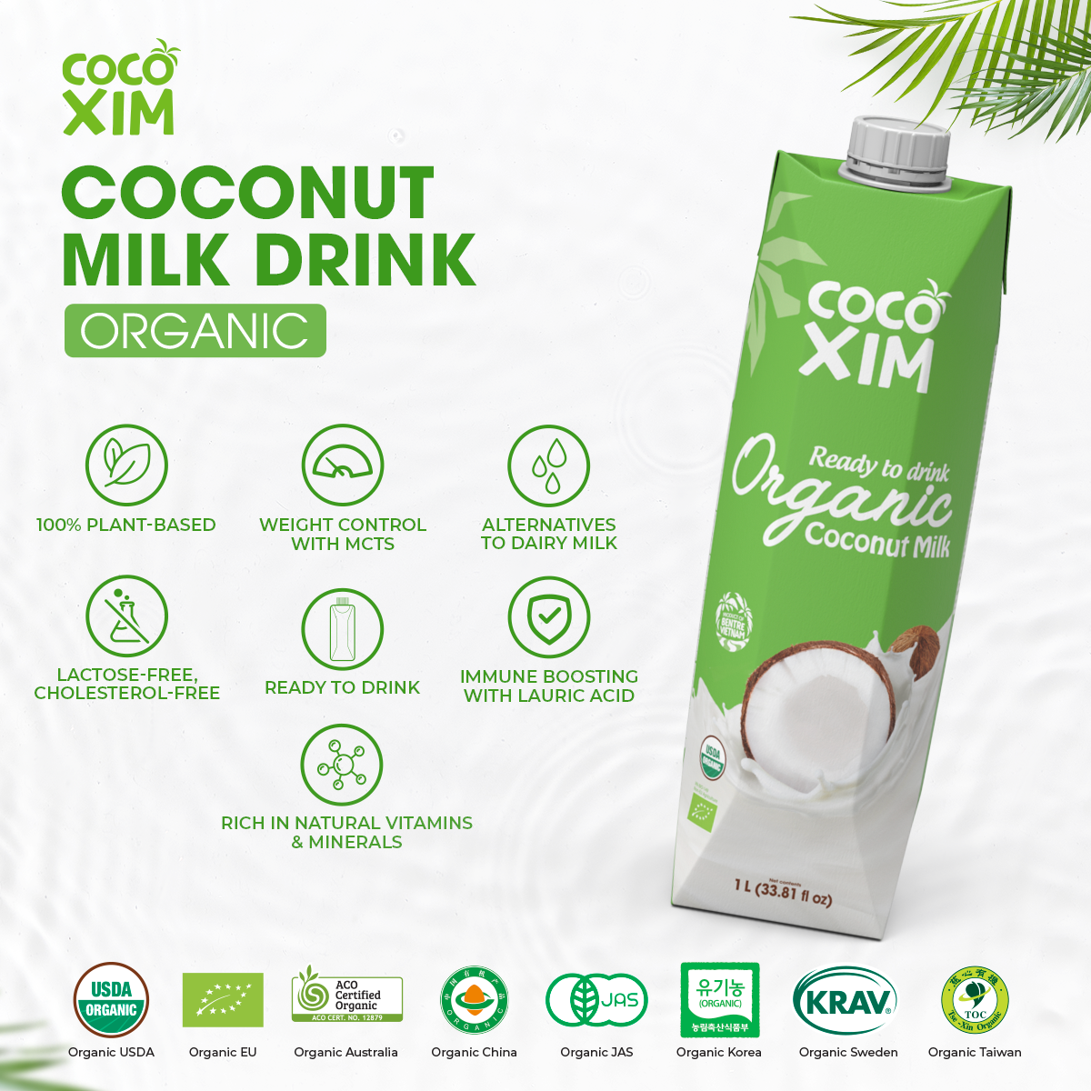 cocoxim - [2盒]天然有機椰奶 1L x 2