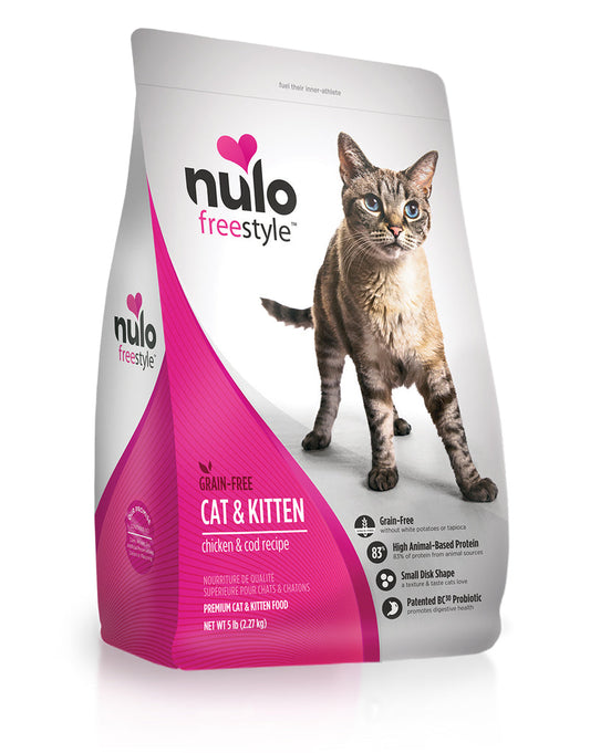 Nulo Freestyle - 無穀物高肉乾糧幼及成貓配方 （雞、鱈魚）12磅