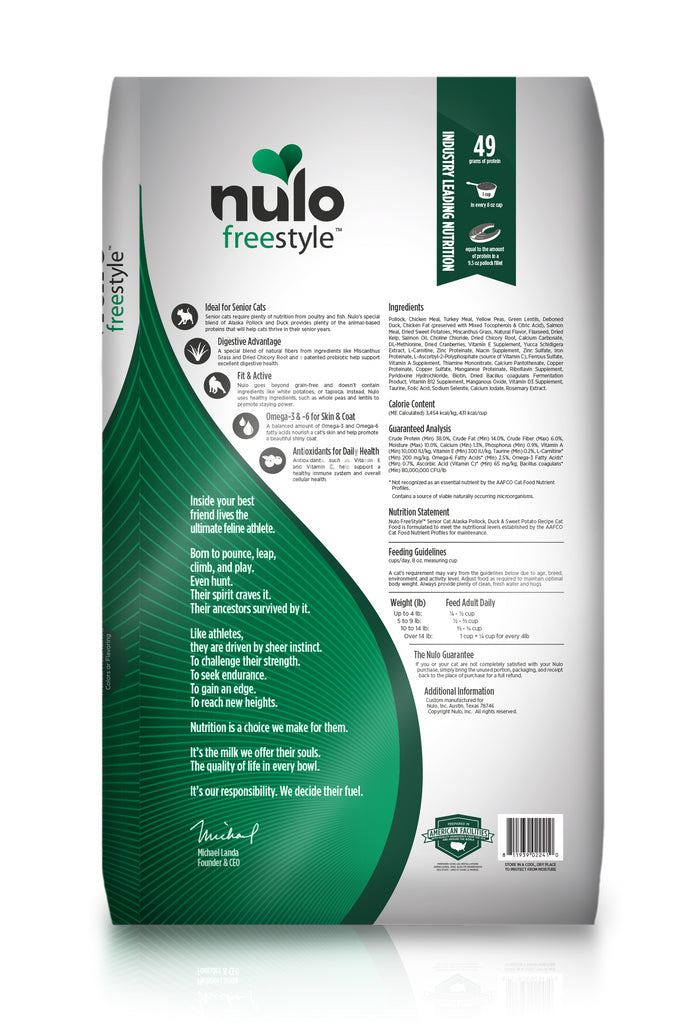 Nulo Freestyle - 無穀物乾糧老貓配方 （阿拉斯加鱈魚、鴨、甘薯）12磅