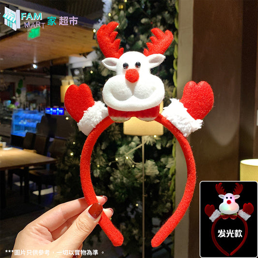 聖誕頭飾-(聖誕白鹿款,可發光) #聖誕派對必備,可愛,毛絨布設計,舒適方便的副本的副本